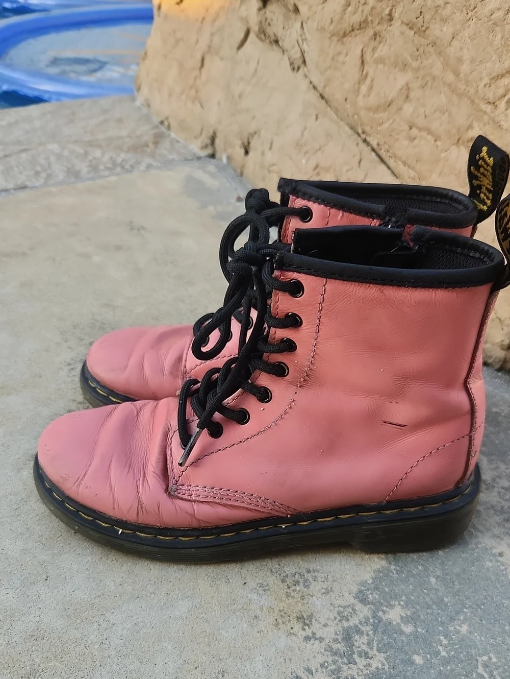 Dr. Martens 1460 Pink Lace-Up Combat Boots Size 2 Kids Girls Classic Punk Style